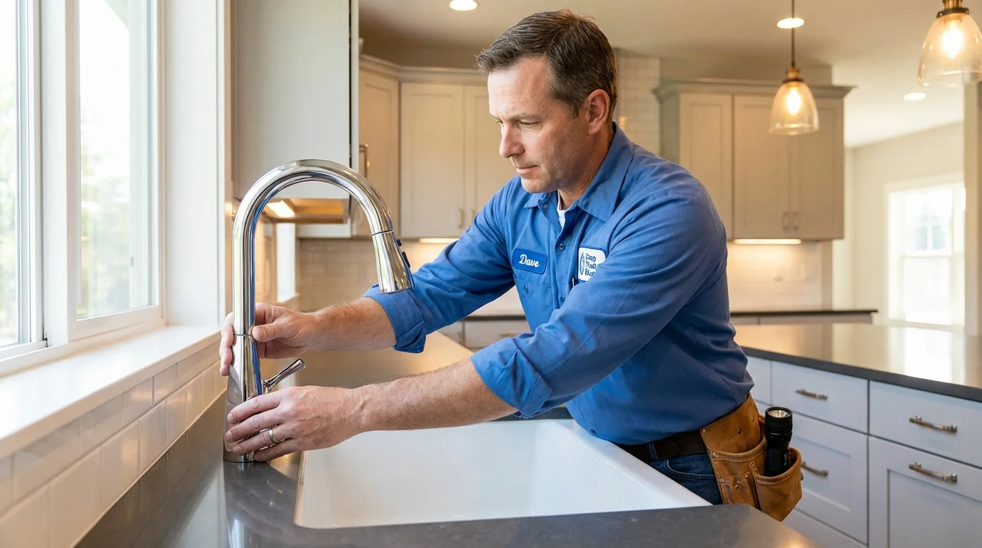 Kitchen faucet installation by Johns Plumbing LLC in Brodhead